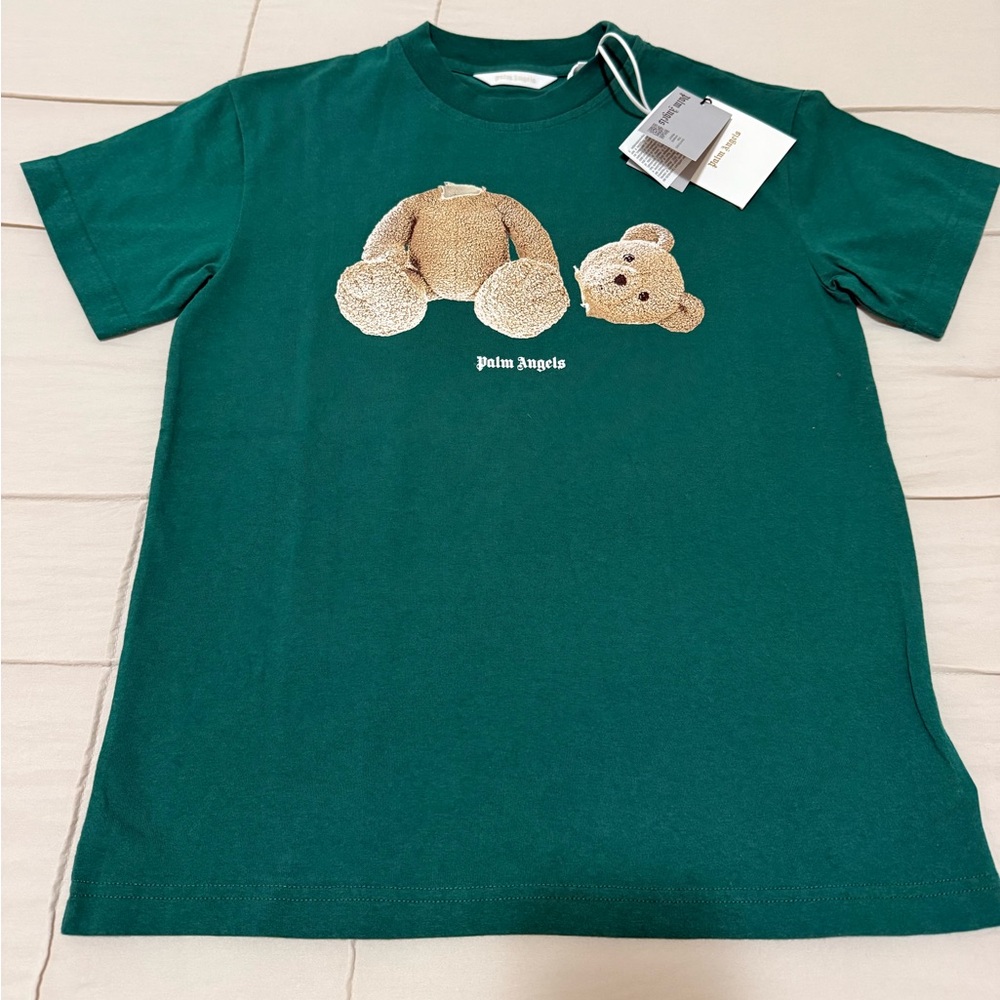 PALM ANGELS BEAR T - SHIRT FOREST GREEN KIDS 12